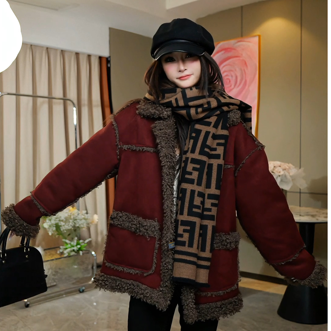 韩版加厚保暖泰迪卷毛毛外套女2025年秋冬气质千金感毛绒外套加厚