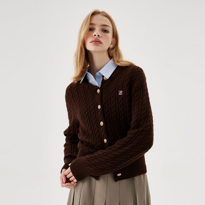 【第二代棉花糖】Eland衣恋新款舒适绵羊毛绞花针织衫女EECKE4TE02