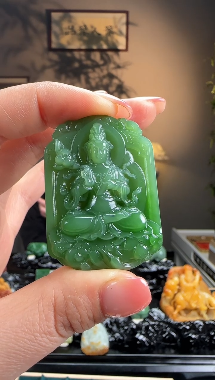 【闪购商品】和田玉未镶嵌吊坠碧玉观音h360