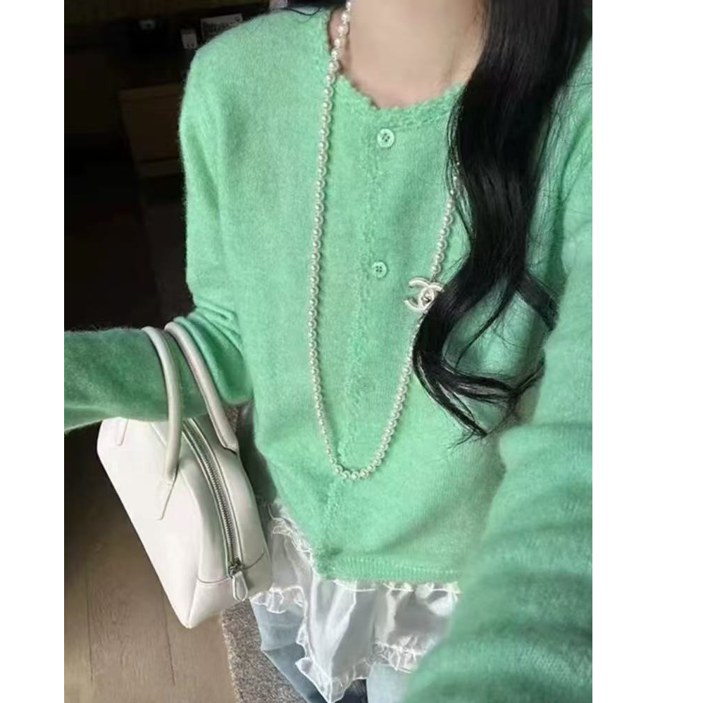 绿色外套韩系毛衣宽松套头女休闲洋气针织衫