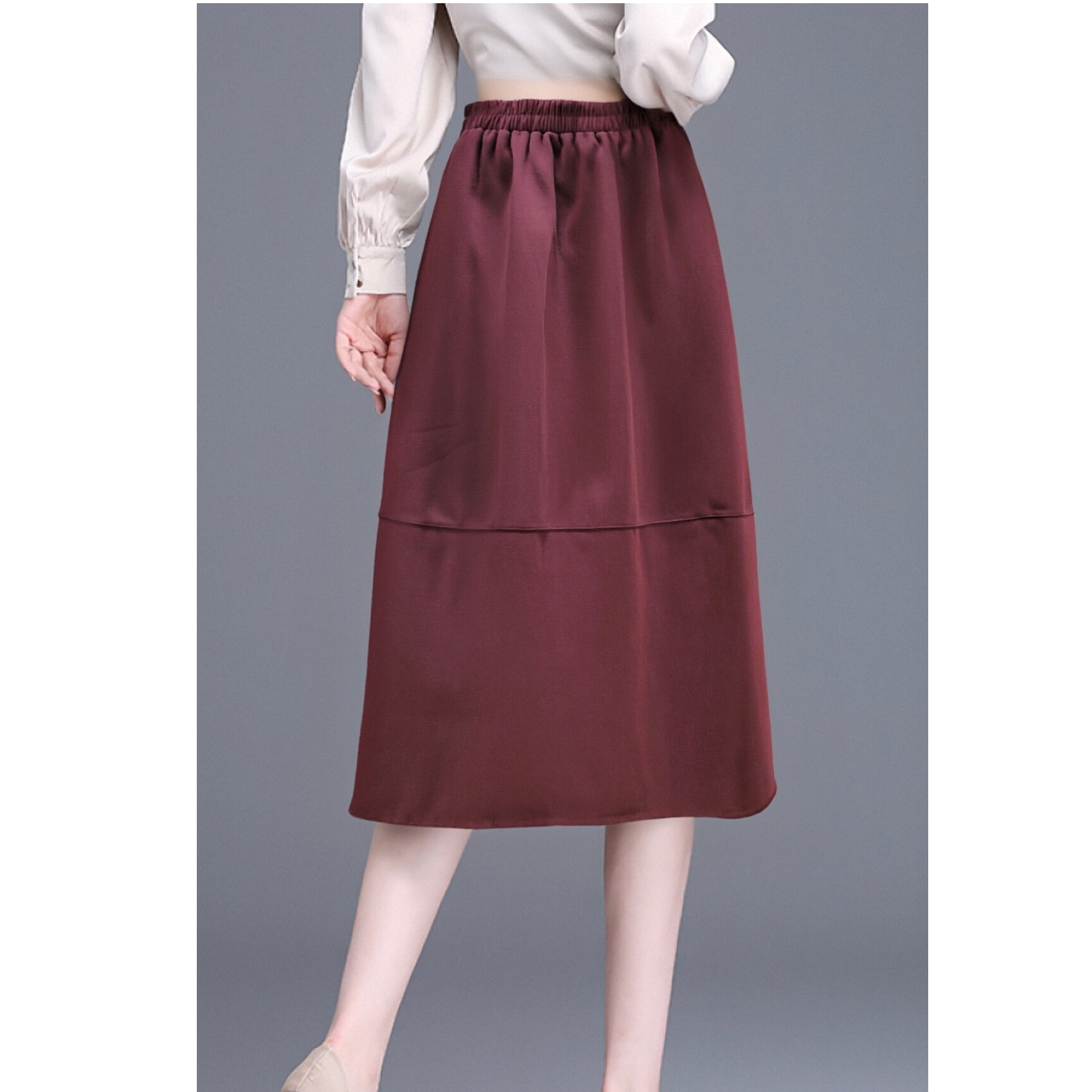 简约通勤羊毛大摆半身裙秋冬2025新款显瘦高腰A字裙5115