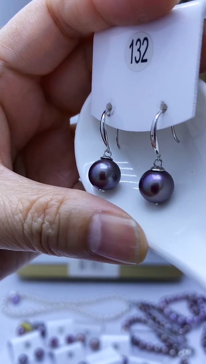 银S925镶嵌耳饰淡水珍珠132