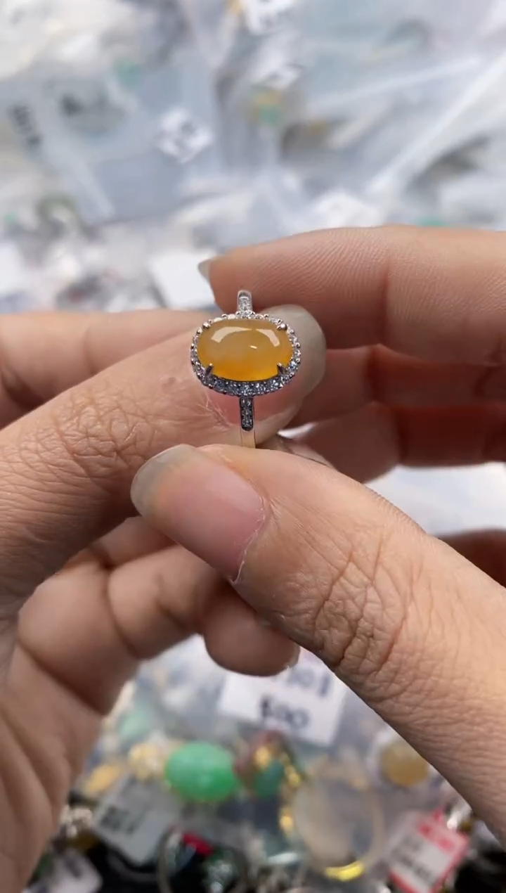 银S925镶嵌戒指翡翠444---4