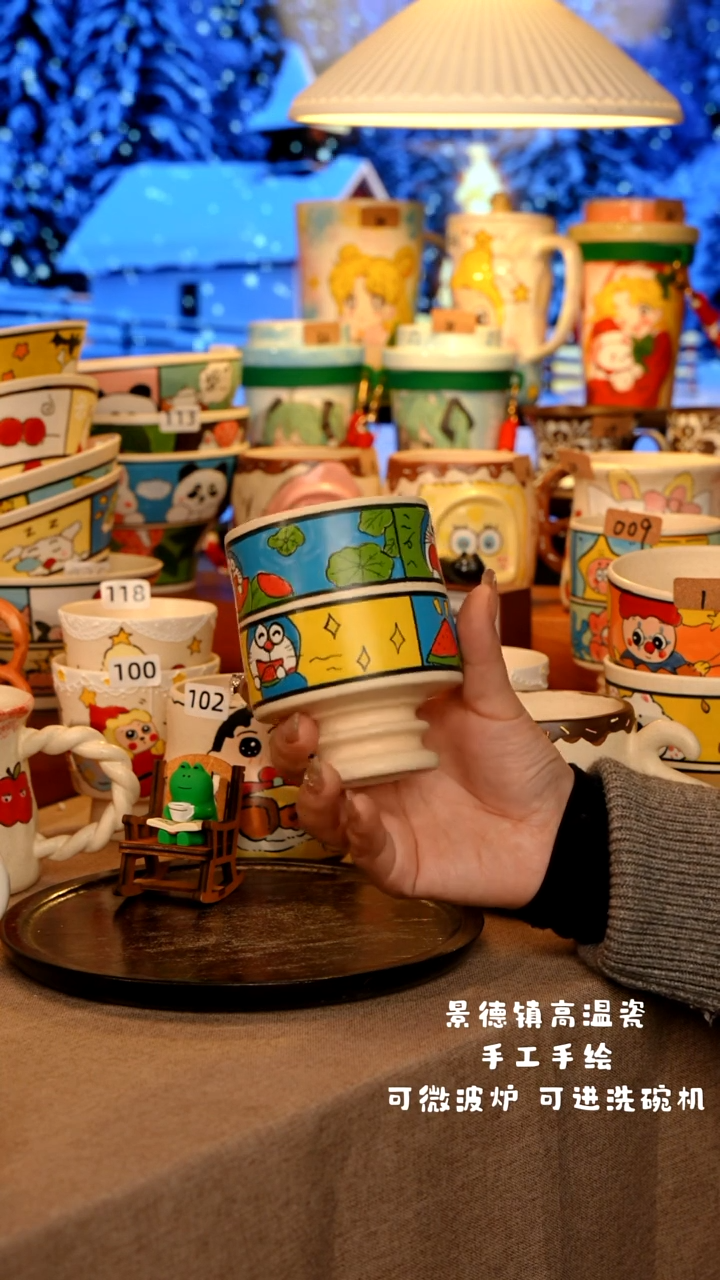 陶瓷165景德镇原创手作设计师款高温手工手绘