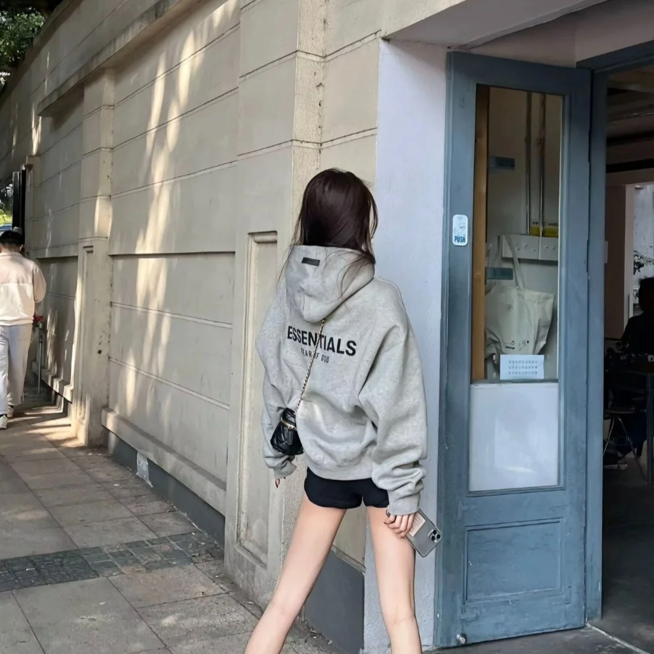 【NEW】复线ess-后背大字母连帽加绒卫衣潮流百搭OS男女同款-2249