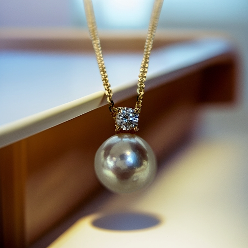 海水akoya经典款8-9mm戴妃吊坠 强光 （带链子）