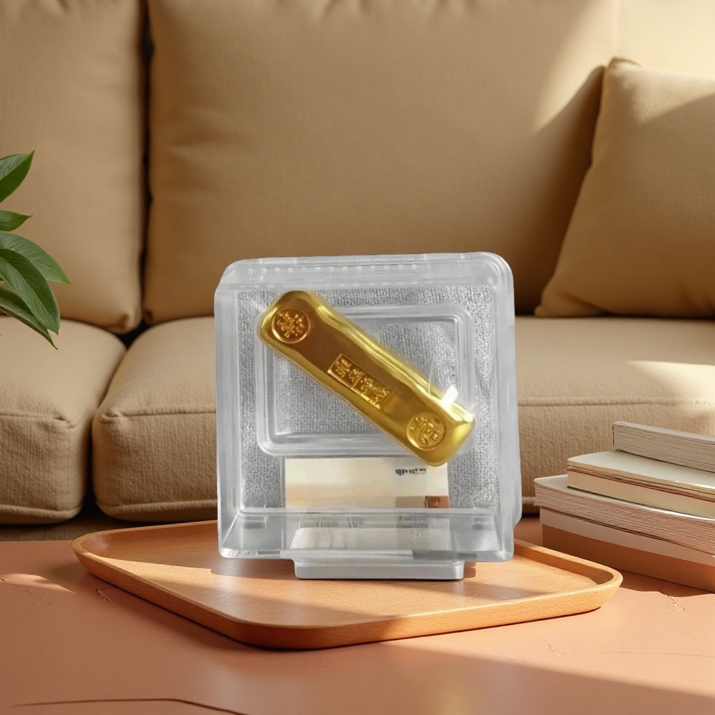 【振天集团】实心福禄寿喜财金色长条9999  亚克力礼品盒礼品包装