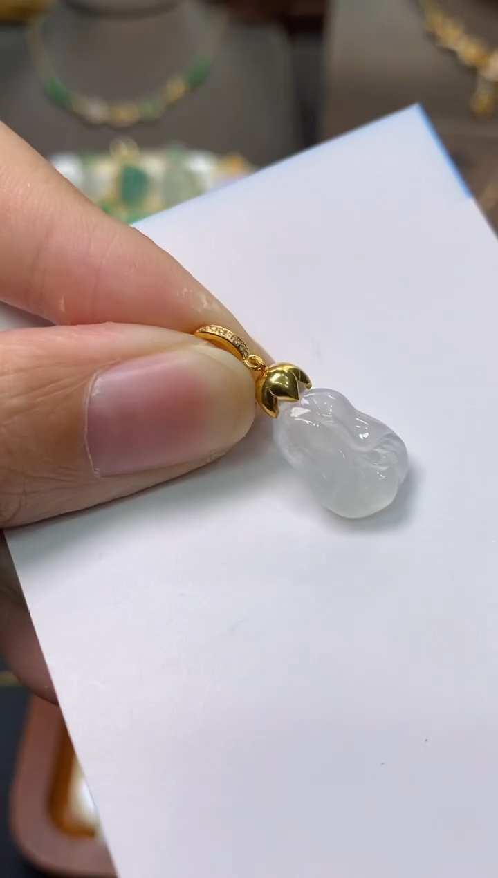 【闪购商品】翡翠颈饰18K金镶嵌净货13947