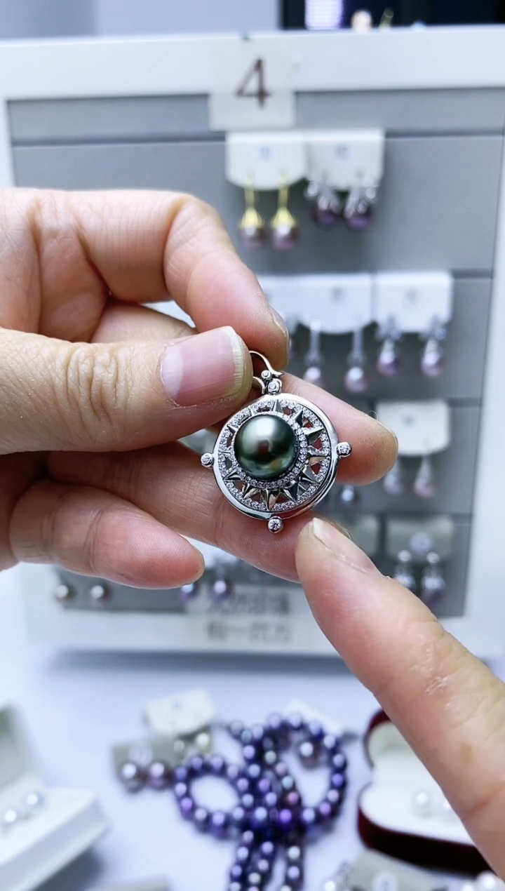 【闪购商品】海水珍珠耳饰银S925镶嵌时来运转吊坠