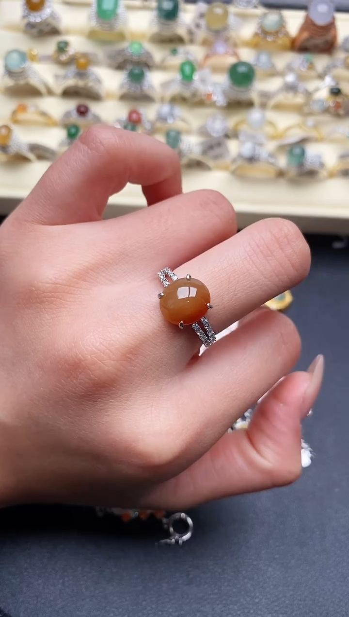 【闪购商品】翡翠戒指银S925镶嵌4444444+6