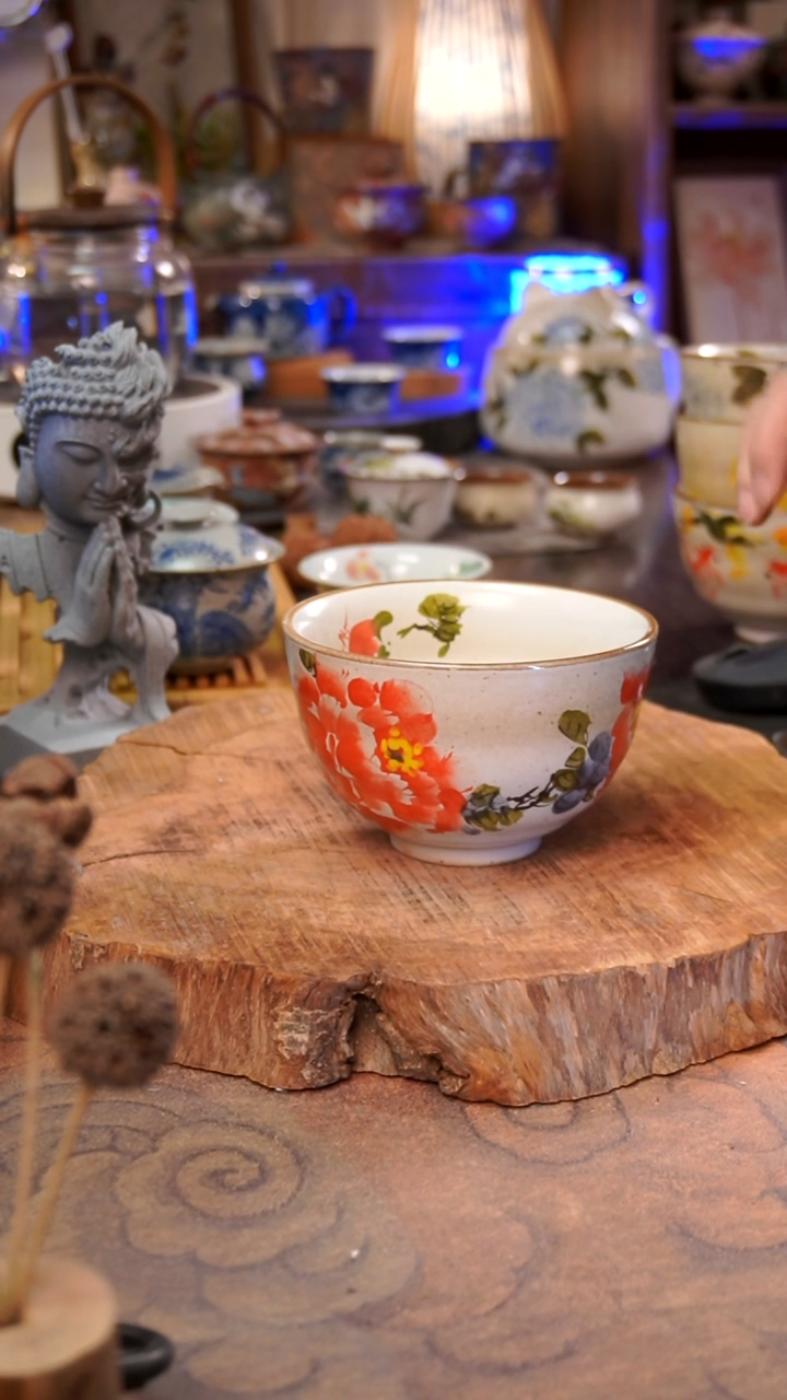 杯子牡丹手工手绘手工手绘