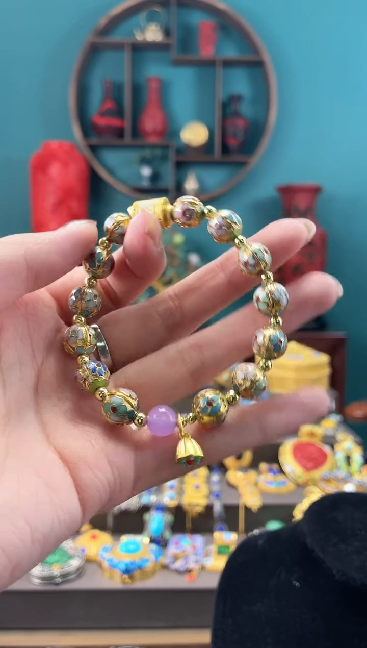 景泰蓝金地瓜楞手串1.0