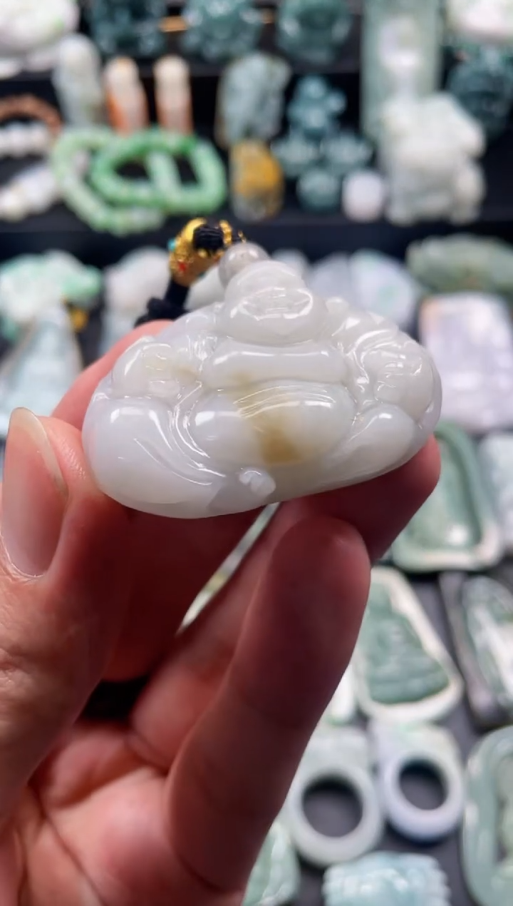 颈饰未镶嵌翡翠14  天然翡翠a货  弥勒佛
