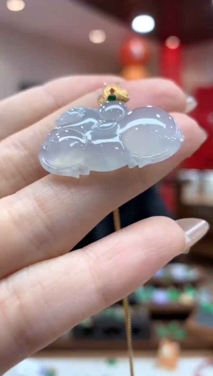 【闪购商品】翡翠吊坠(不含链)18K金镶嵌唐马