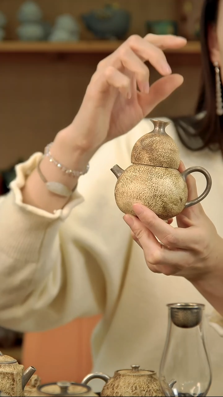 言野手作 粉引仿古葫芦壶套装