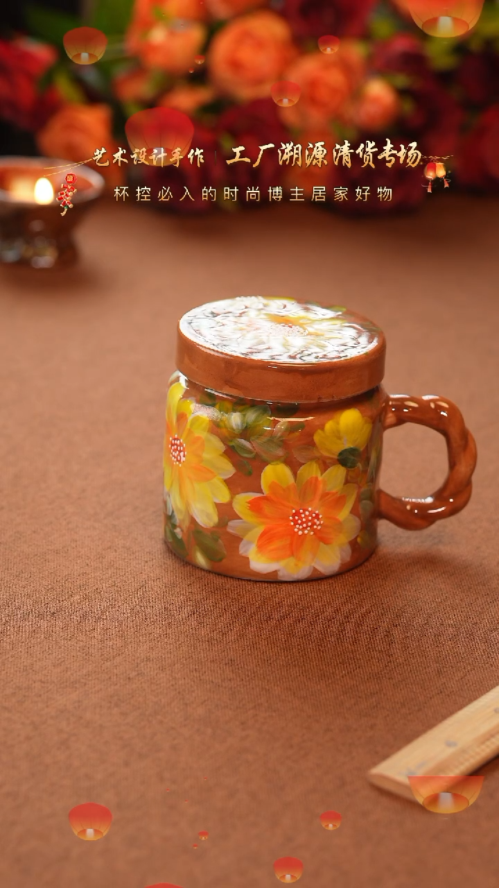 【闪购商品】杯手艺人手绘釉下彩异形器物