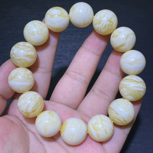 虎皮蜜蜡16+白蜡虎皮纹单圈圆珠女款男士时尚情侣经典百搭黄色