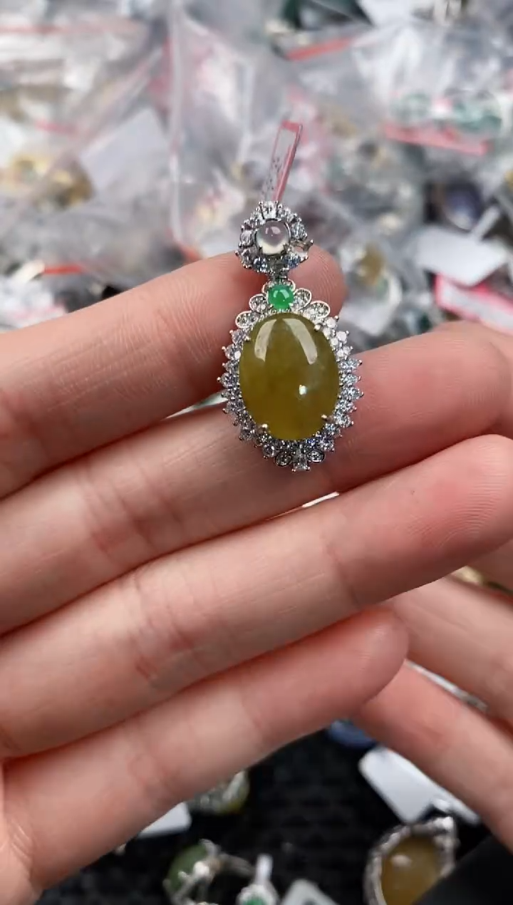 银S925镶嵌戒指翡翠222               9