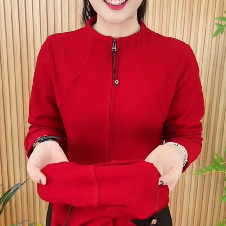 2024冬季时尚潮流精选新品纯色设计拉链半开领百搭显瘦上衣A9301