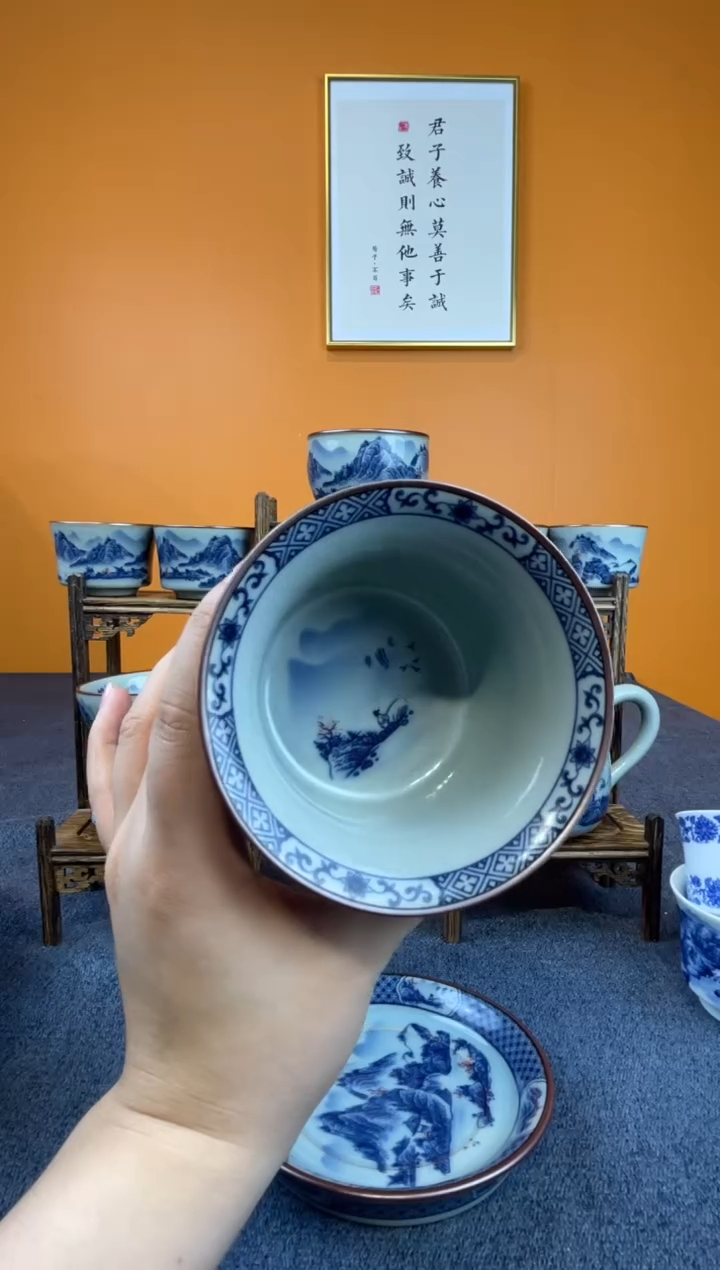 喜**?景德镇釉里红客杯4