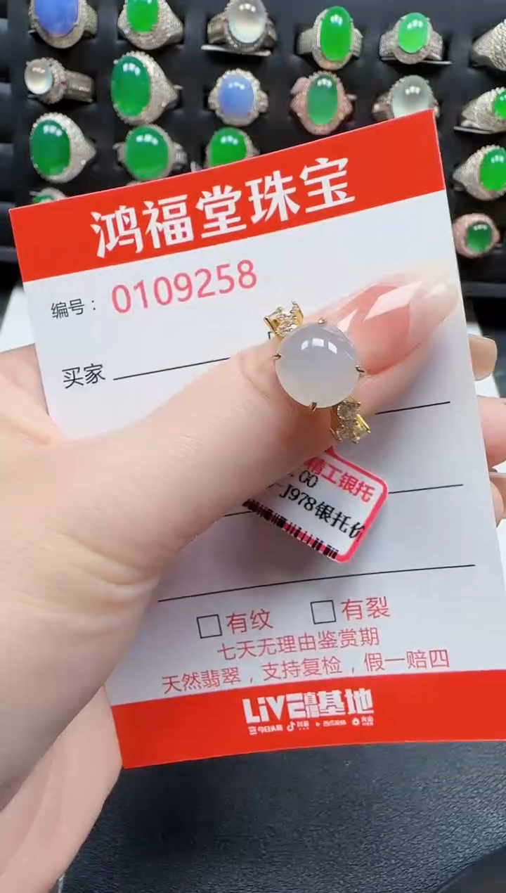 【闪购商品】翡翠戒指银S925镶嵌9258