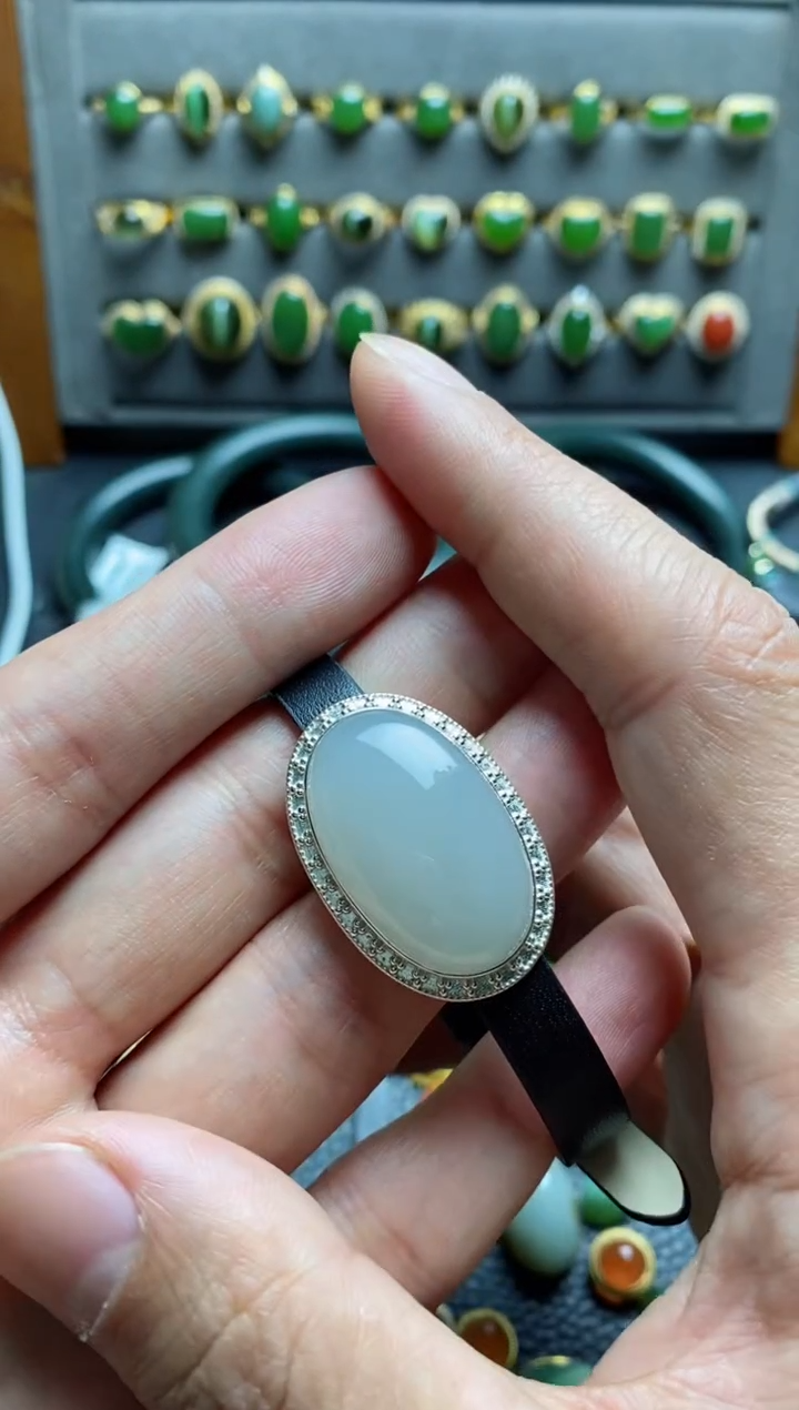 【闪购商品】和田玉手牌银S925镶嵌手牌