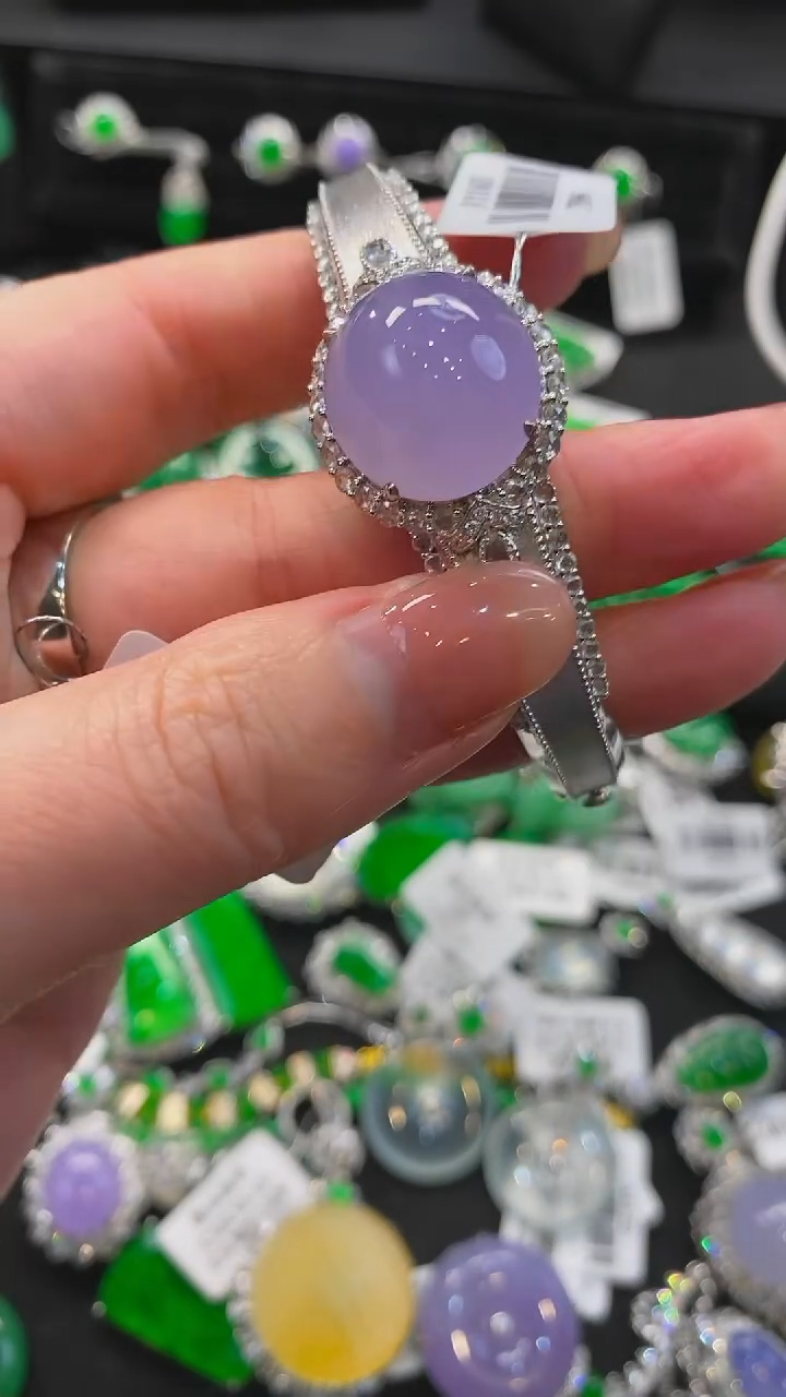 【闪购商品】翡翠戒指18K金镶嵌紫蛋手镯