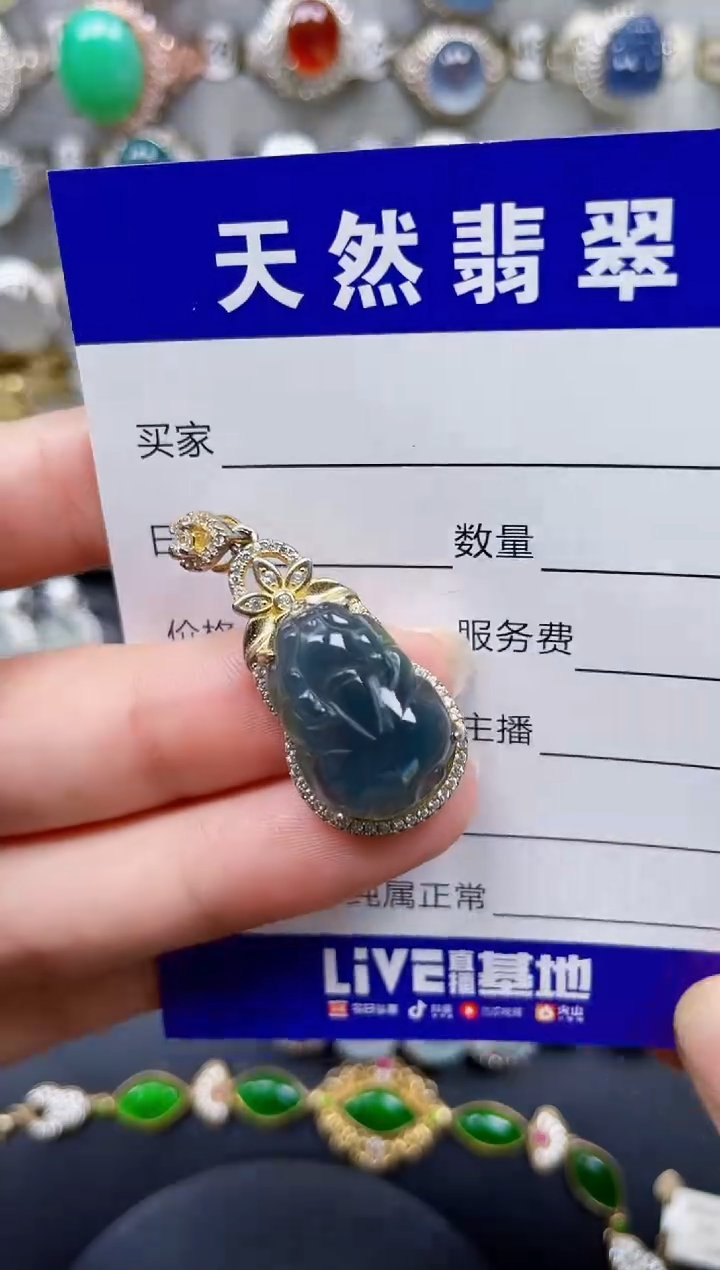 颈饰银S925镶嵌翡翠370