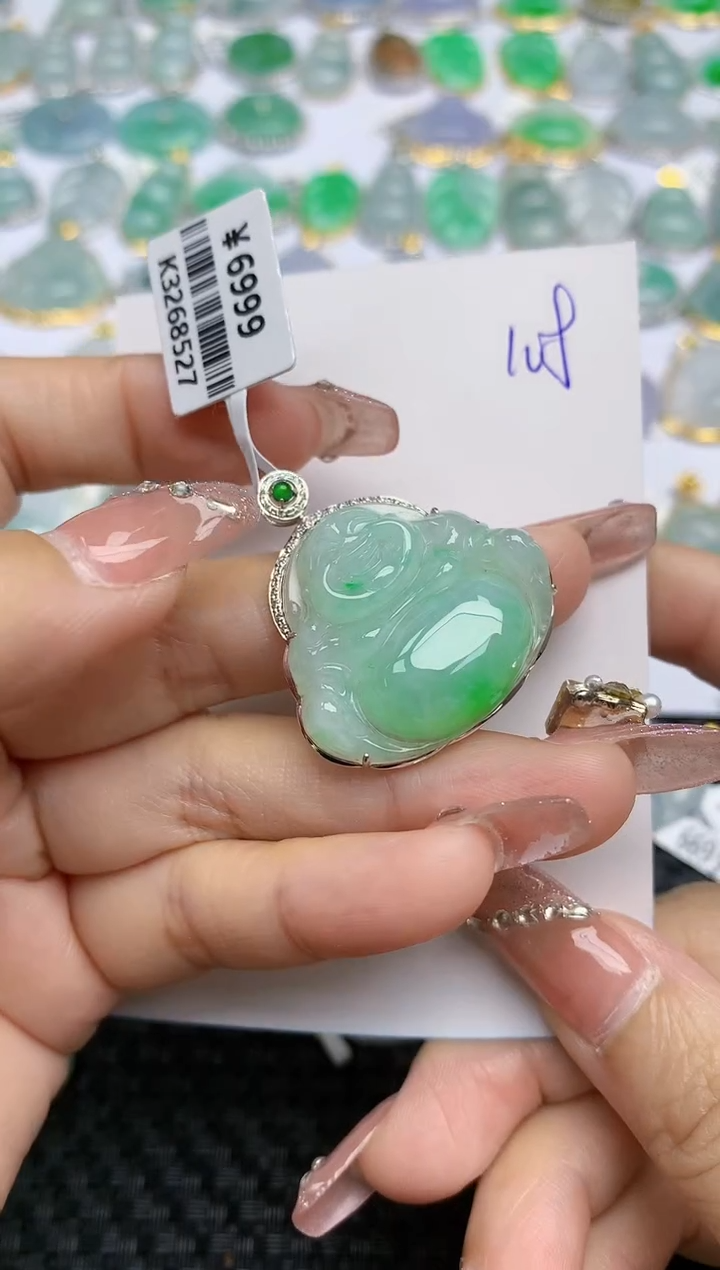 【闪购商品】翡翠颈饰18K金镶嵌天然A货翡翠 108