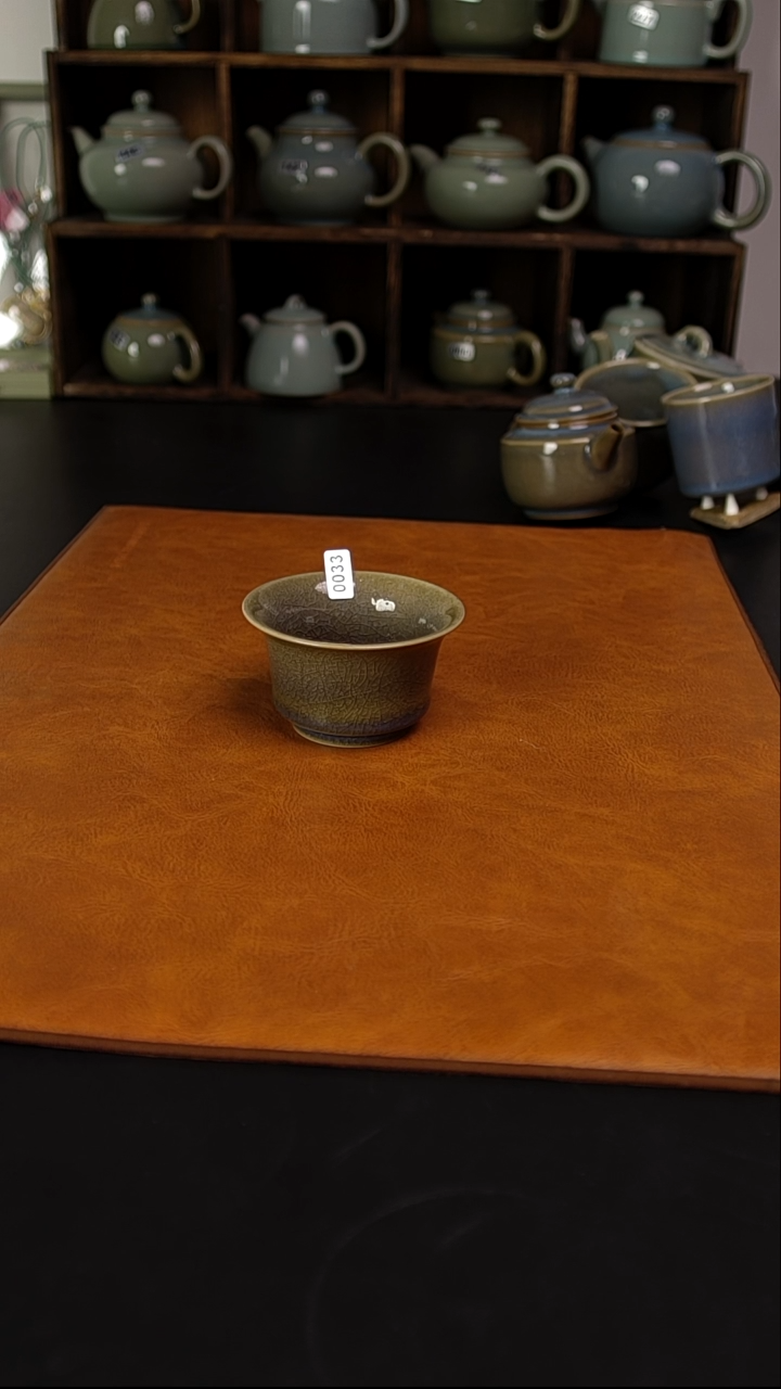 瓷片柴烧天蓝原矿汝瓷0033