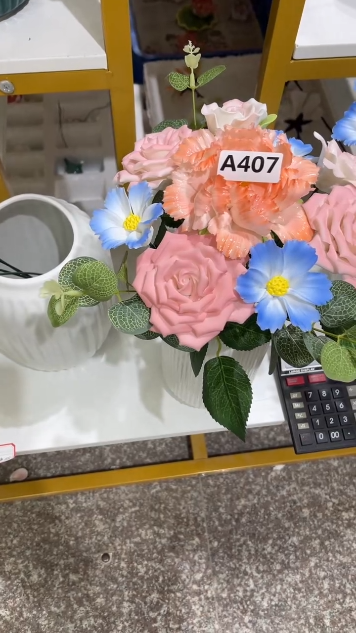 陶瓷花．***ぺ   手捏花-A407不带花瓶