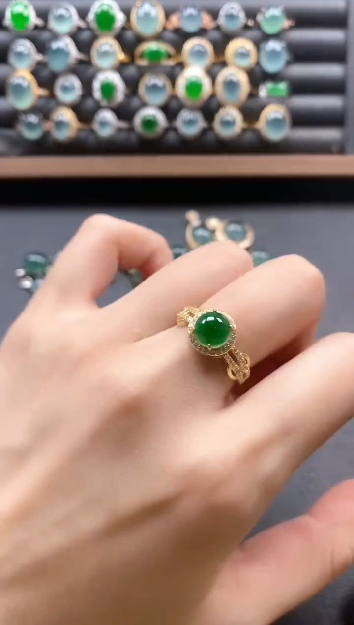 银S925镶嵌戒指翡翠15151