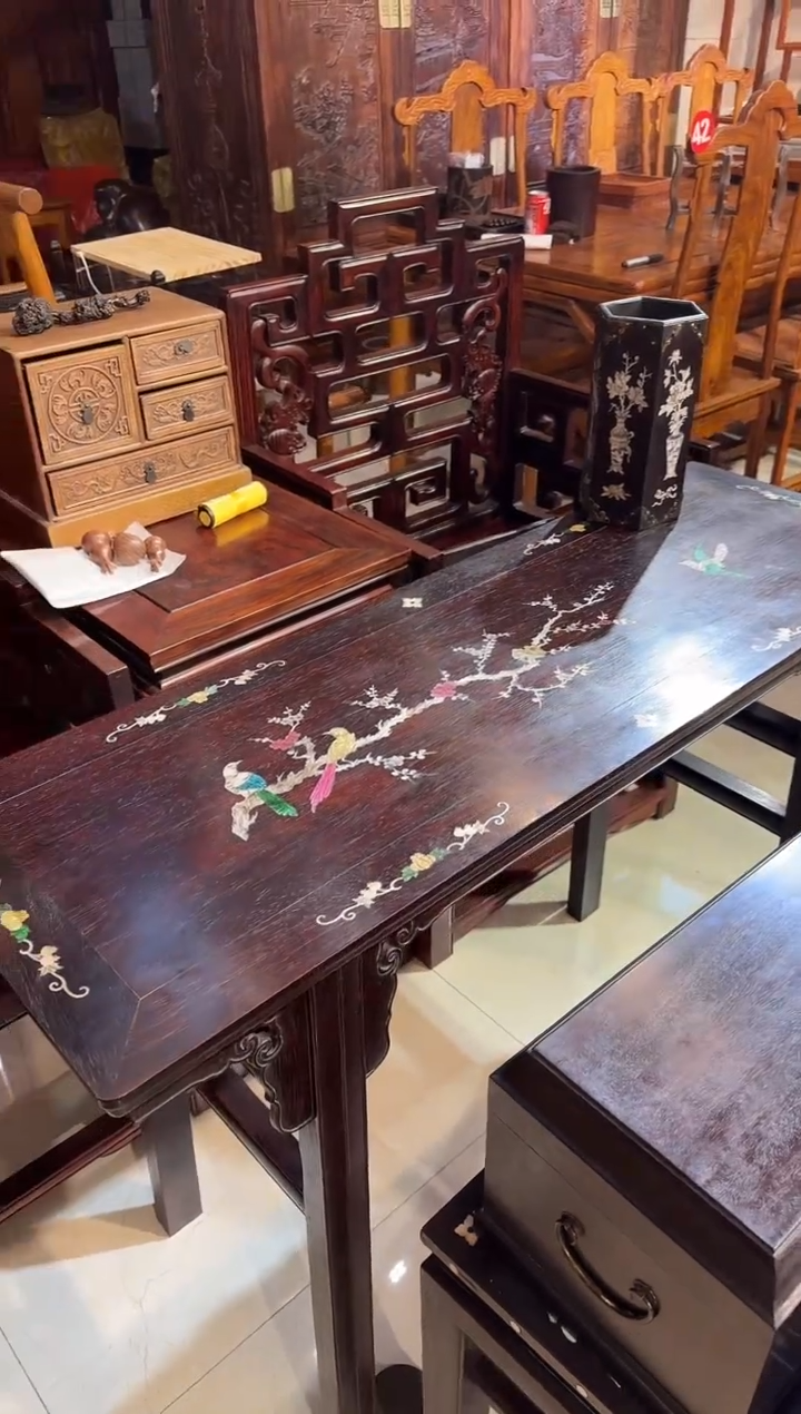 【闪购商品】木木艺邵氏紫檀喜鹊登梅条案1880.88