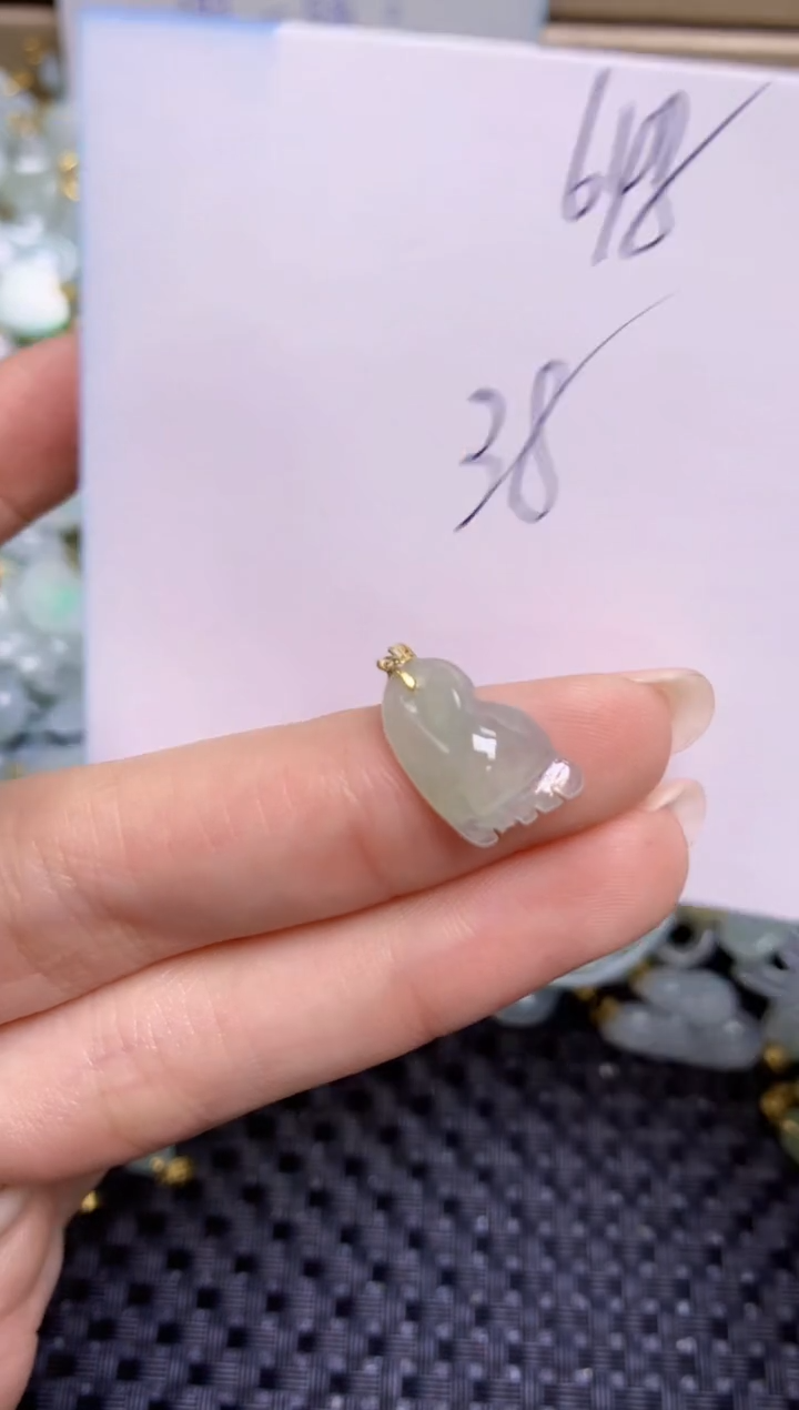 【闪购商品】翡翠颈饰18K金镶嵌天然缅甸A货翡翠