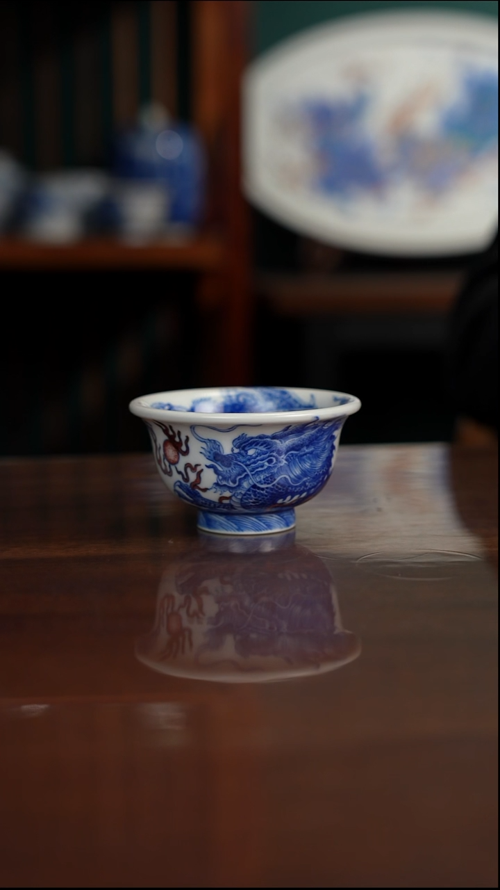 自成堂柴窑 双龙压手杯