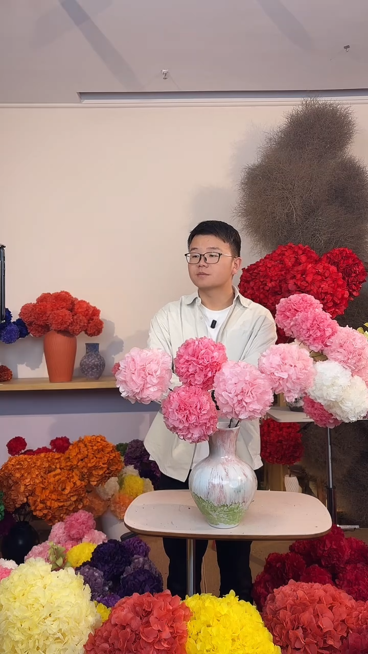 漂色永生绣球花球5枝—浅粉2/深粉3