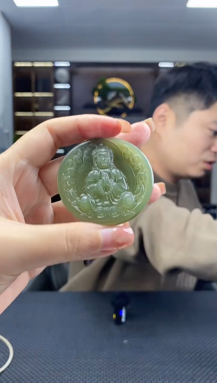 颈饰未镶嵌和田玉观音清货1