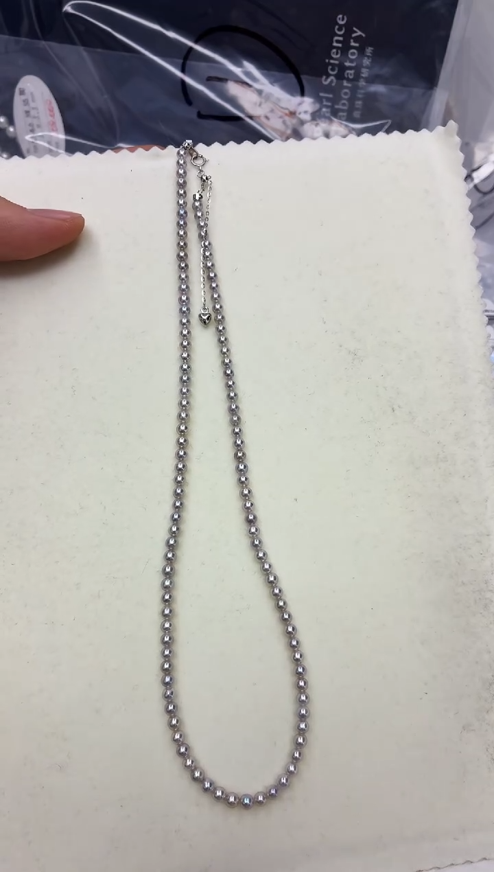 未镶嵌DA海水珍珠灰珠串链3-4 y1132