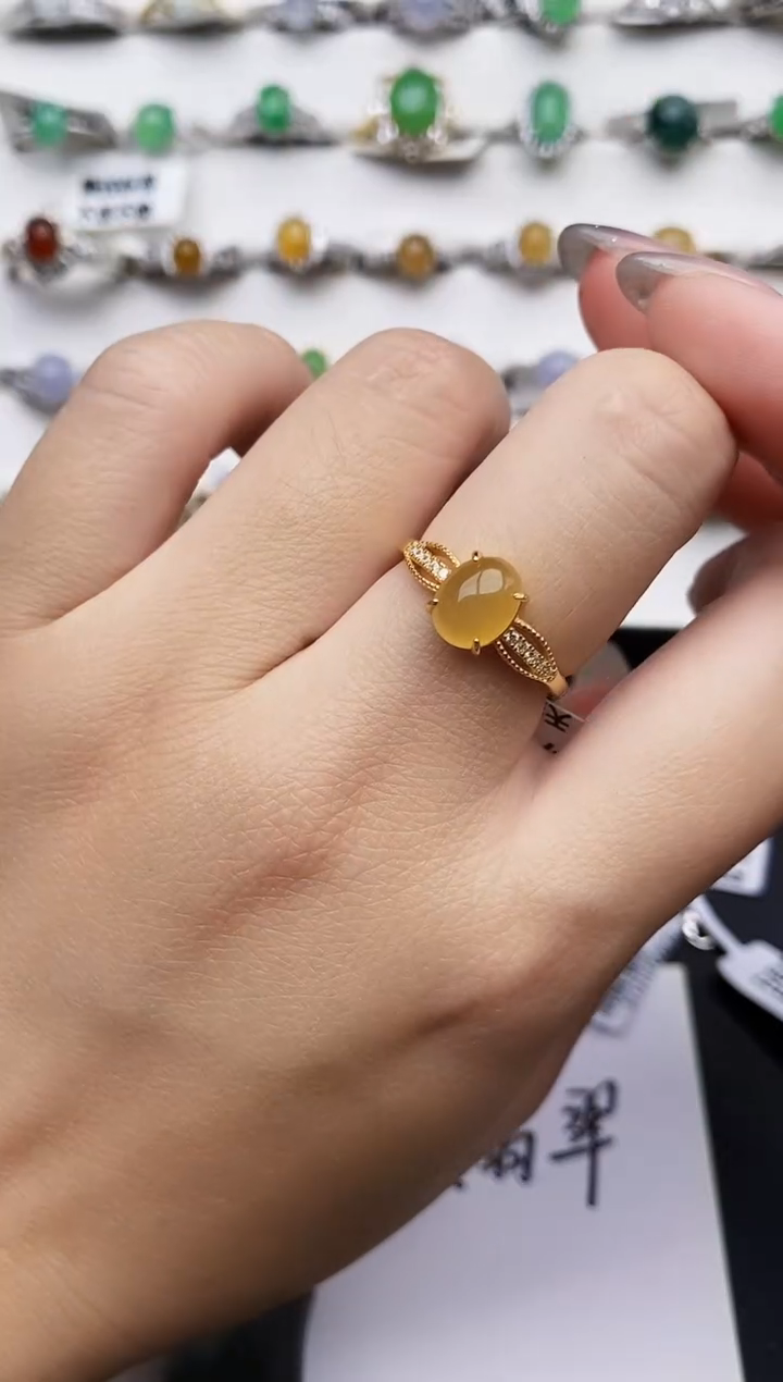 银S925镶嵌戒指翡翠0034