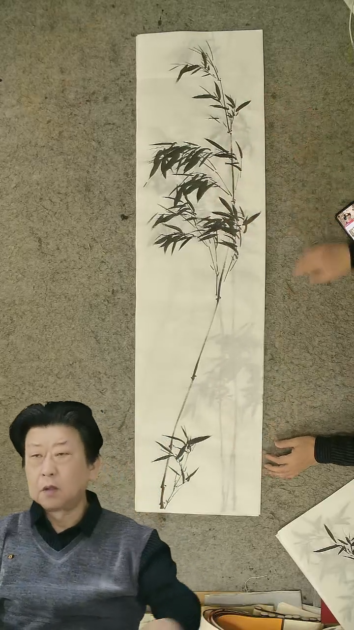 国画四尺对开  墨竹条屏 34*138cm