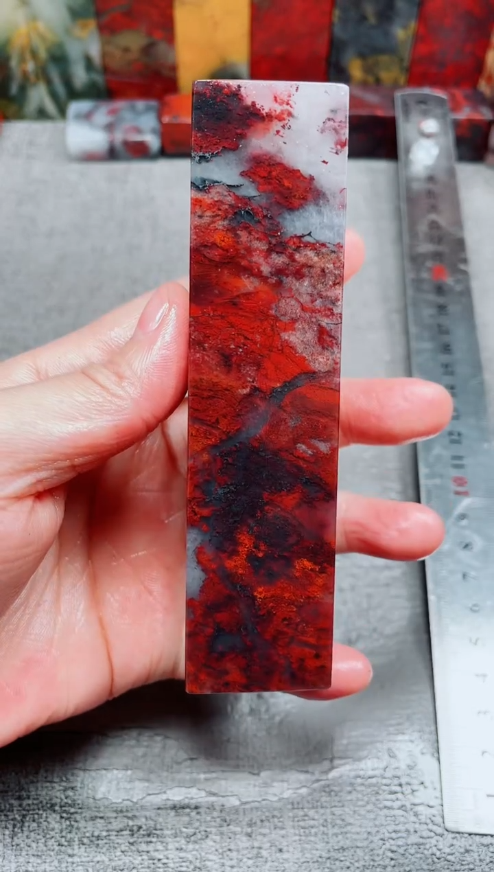 玉桂林鸡血玉素章3.0左右红24