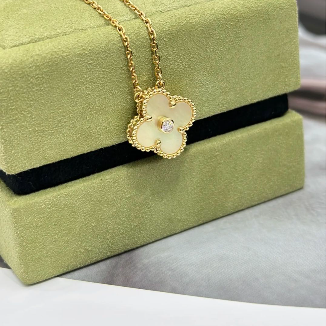 99新 梵克雅宝 【念念活动】中号单花项链 2018年 金贝母