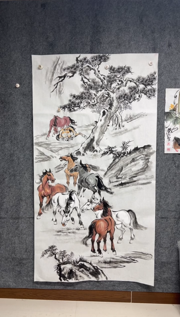 国画盛世八骏  带收藏证书 