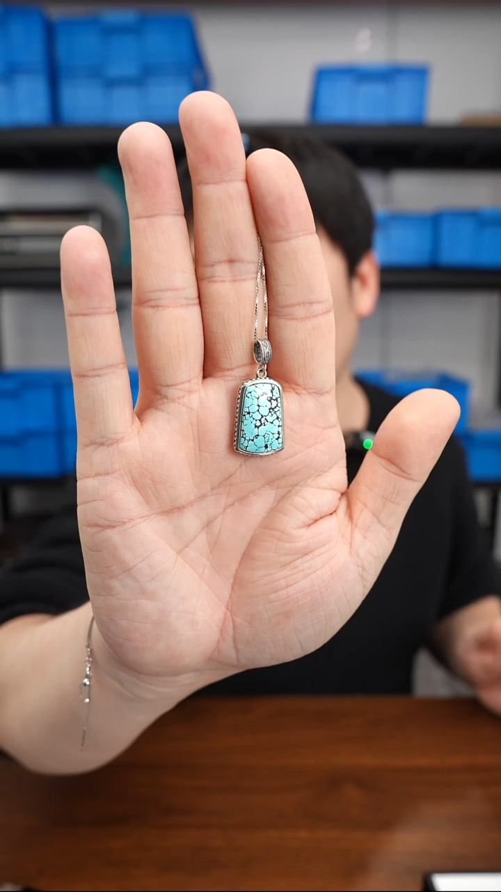 银S925镶嵌绿松石链坠0102DL120链坠