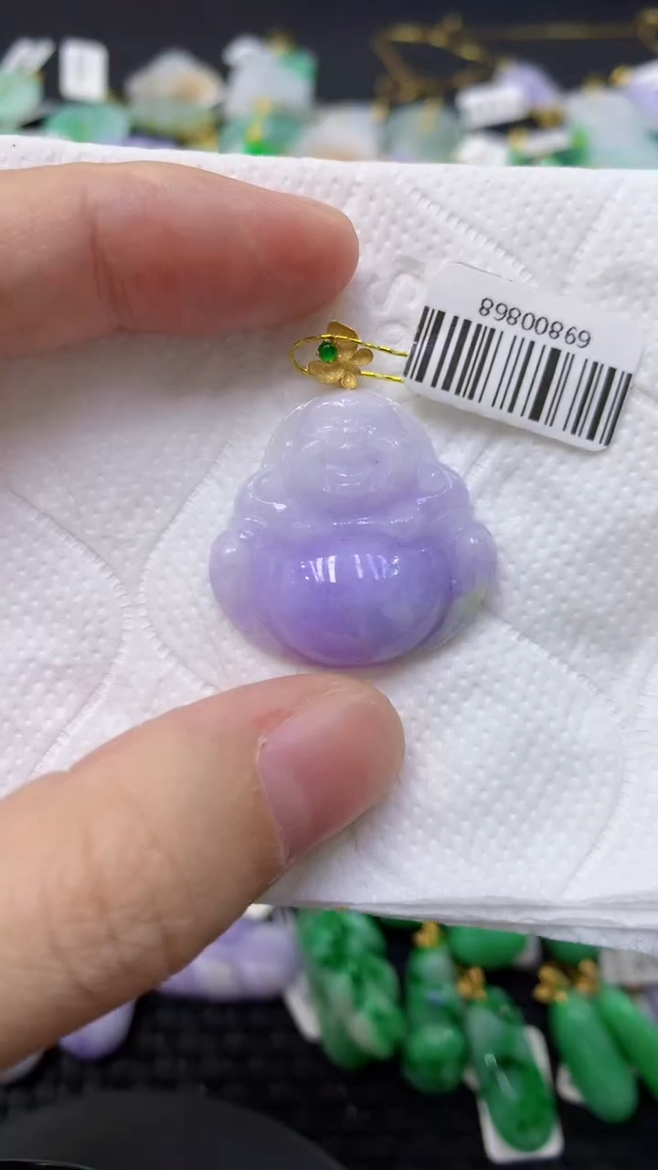 颈饰18K金镶嵌翡翠天然缅甸翡翠A货