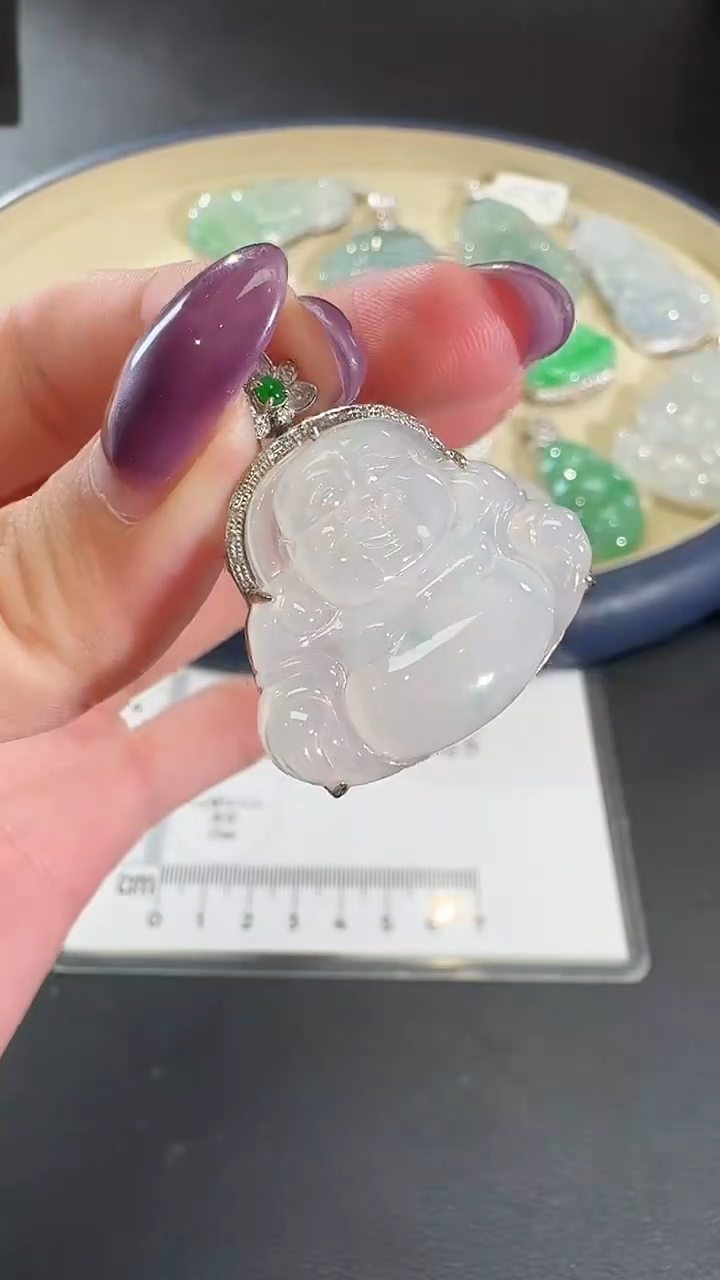 吊坠(不含链)18K金镶嵌翡翠【源头工厂】钻石镶嵌