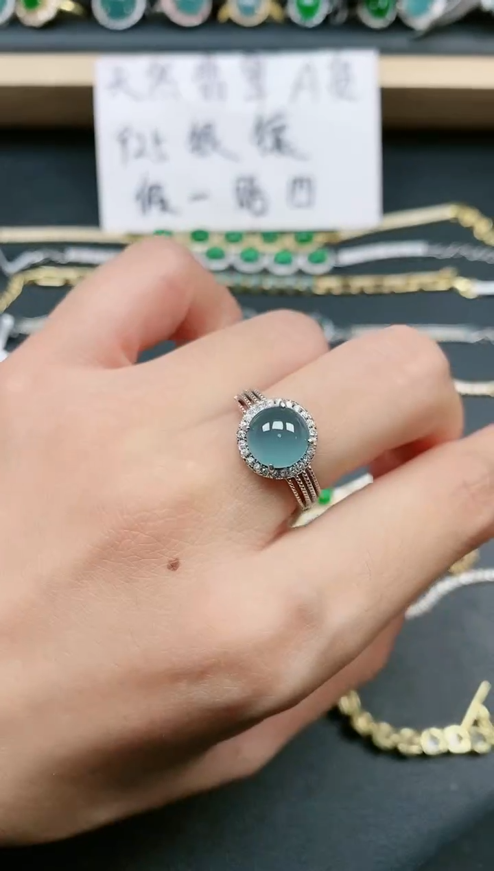 翡翠戒指银S925镶嵌11111