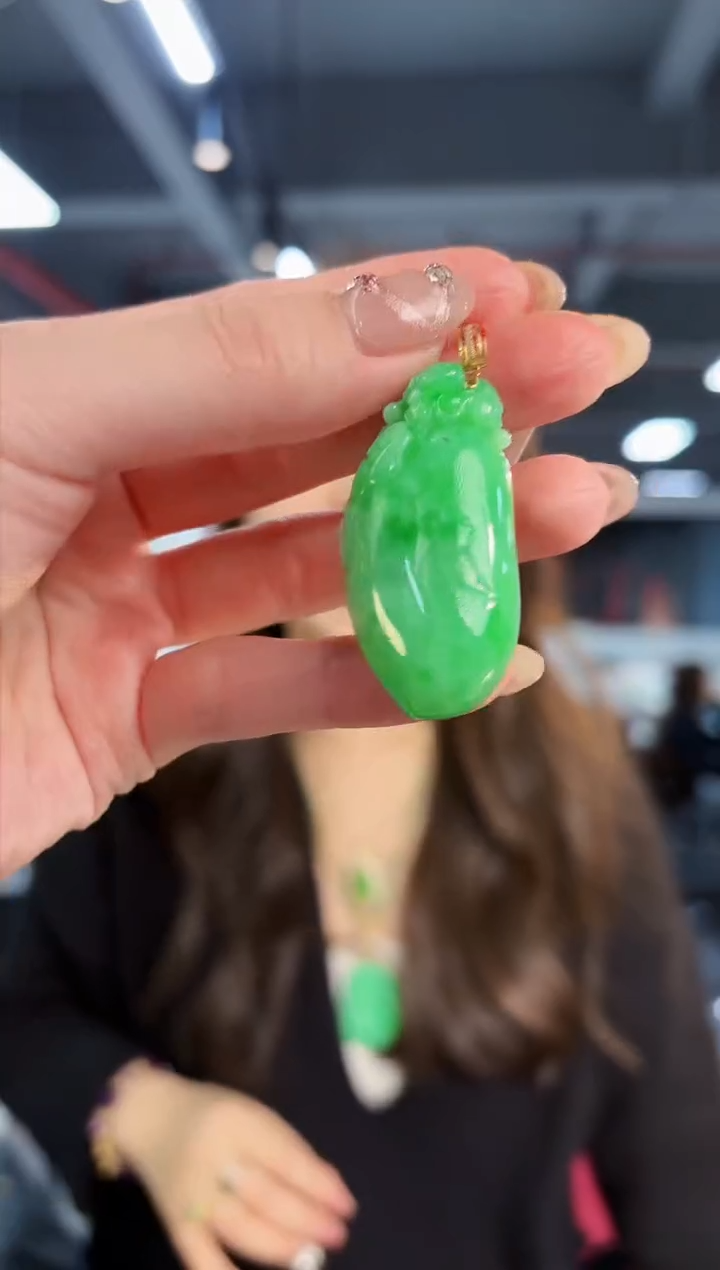 【闪购商品】翡翠颈饰18K金镶嵌缅料A货/支持复检/一件