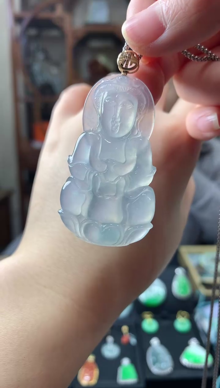 【闪购商品】翡翠吊坠(不含链)18K金镶嵌挂件