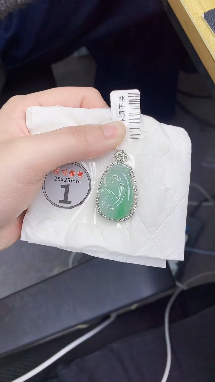 颈饰银S925镶嵌翡翠 天然缅甸A货百元以上9元证书费自理